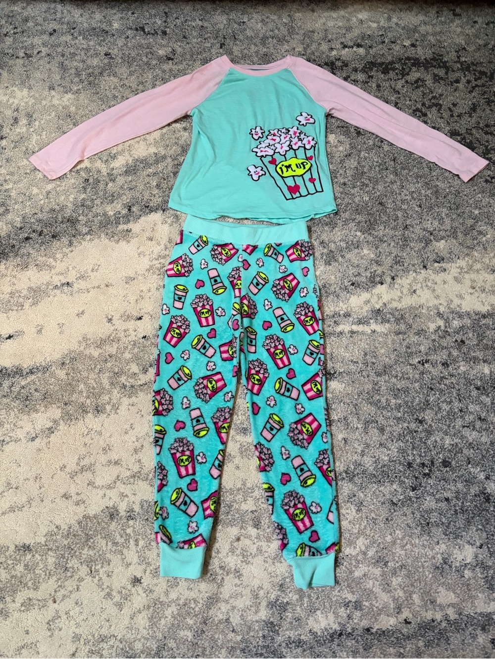Girl's Popcorn Graphic Pajama Set